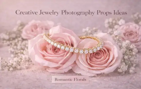 creative jewelry product photography using roses and soft floral props