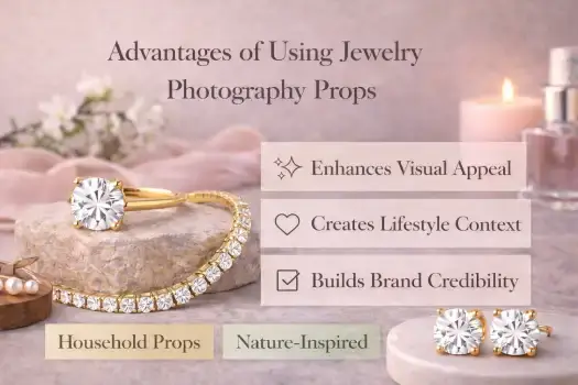 jewelry product photography demonstrating prop-based styling advantages